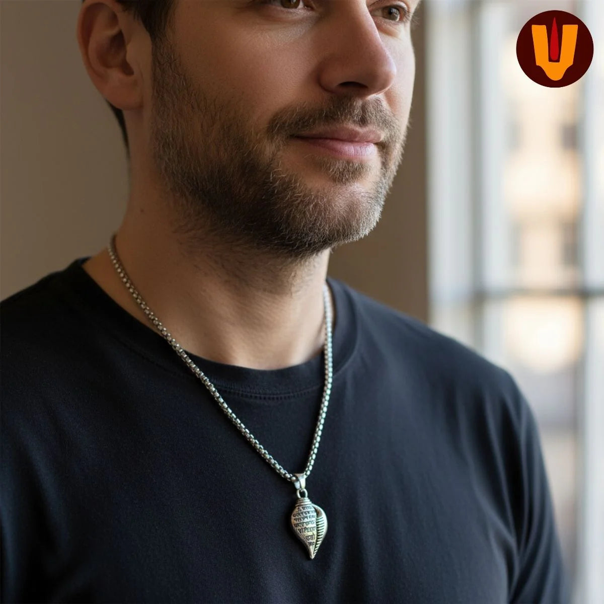 Auspicious Shri Krishna Mantra Shankh Pendant with Chain