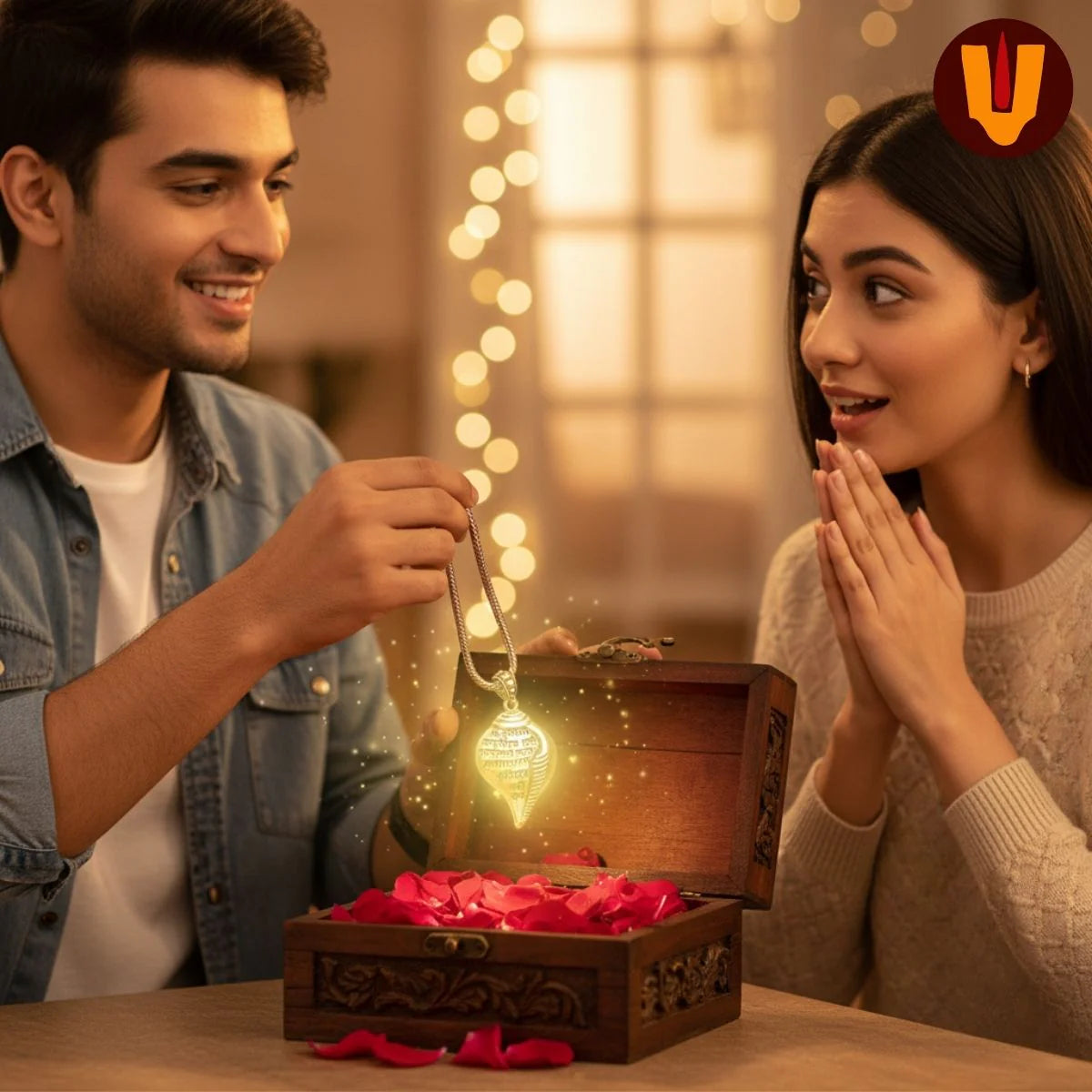 Auspicious Shri Krishna Mantra Shankh Pendant with Chain